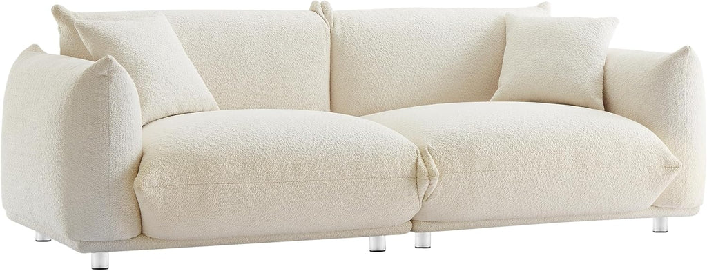 87" Oversized Sherpa Sofa with Metal Legs and 2 Pillows Q958712