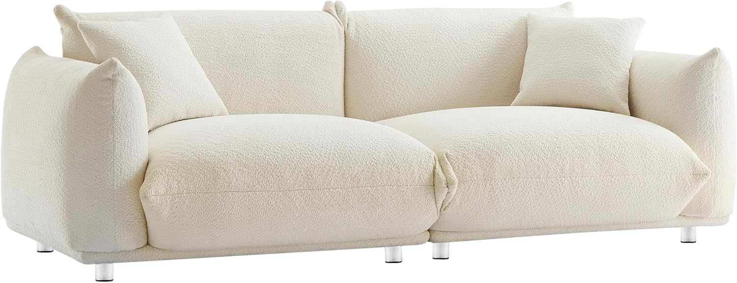87" Oversized Sherpa Sofa with Metal Legs and 2 Pillows Q958712