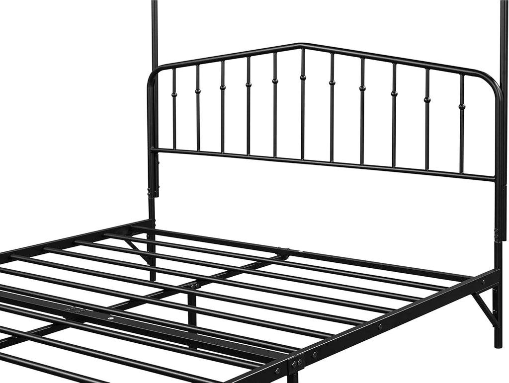 Black Queen Metal Canopy Bed Frame Q639