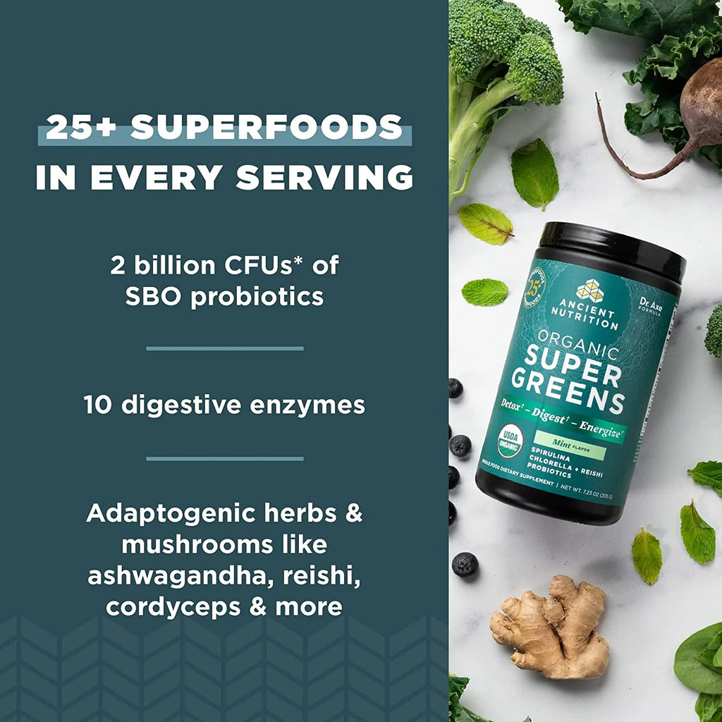 Organic Super Greens, Mint, 7.23 oz H907312