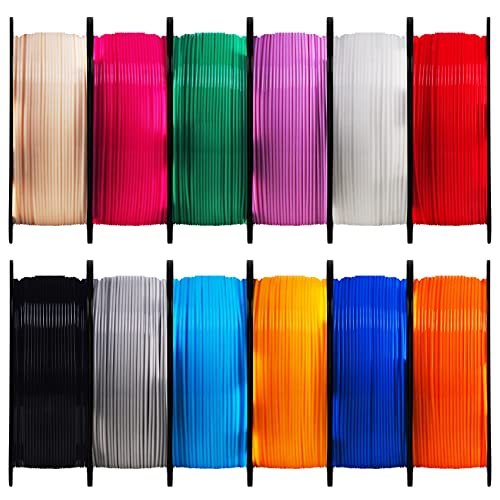6 Spools Bicolor Dual Color 1.75mm 3D Printer Filament Bundle, Silk PLA, 250g X 6 Spools F350962