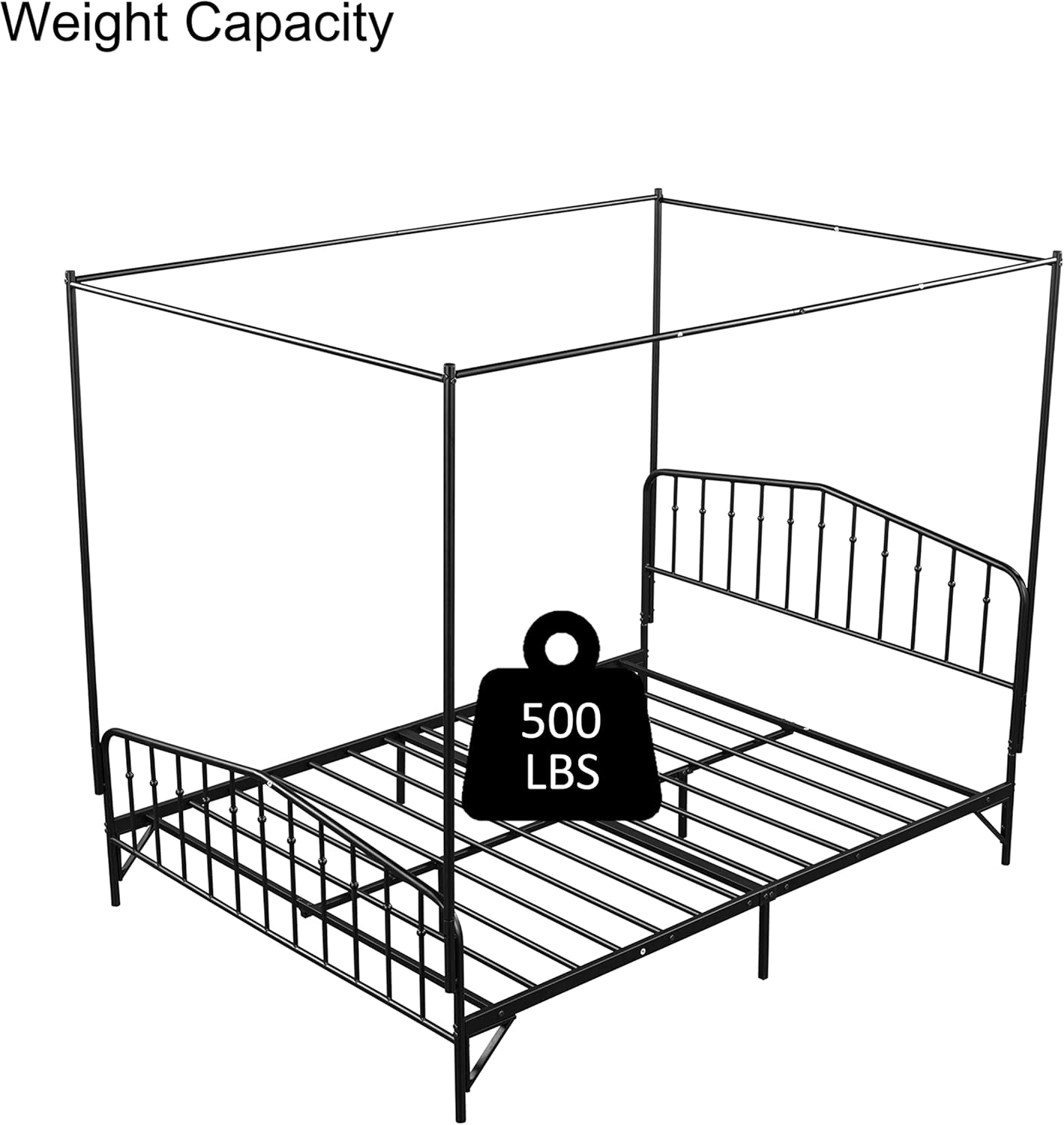 Black Queen Metal Canopy Bed Frame Q639