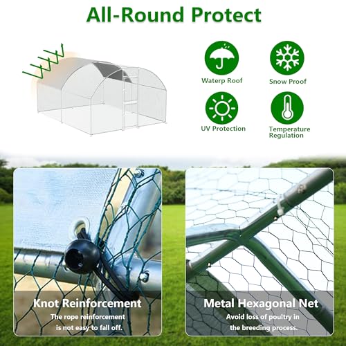 Large Metal Chicken Coop with Waterproof Cover X8678