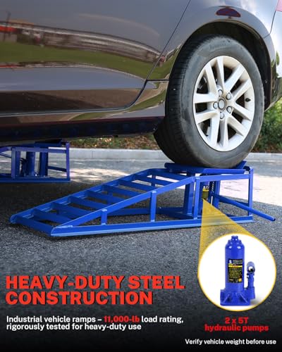 2 Pack 5T Heavy Duty Steel Hydraulic Car Ramps U369782