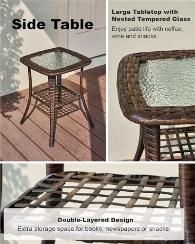 7PCS Blue Wicker Patio Furniture Set with Cushion F5269