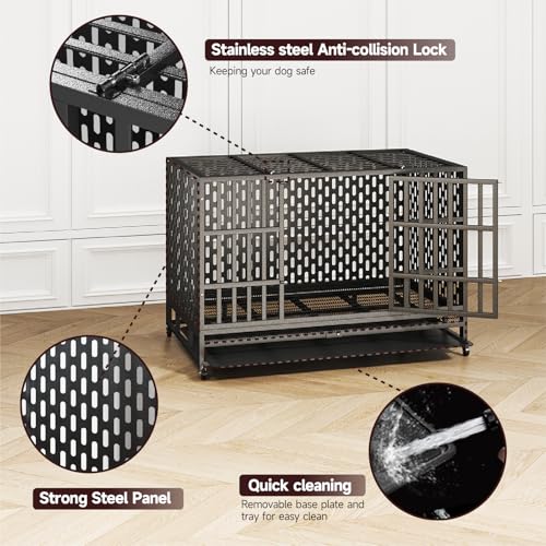 48 Inch Heavy Duty Steel Dog Crate with Removable Tray I44860