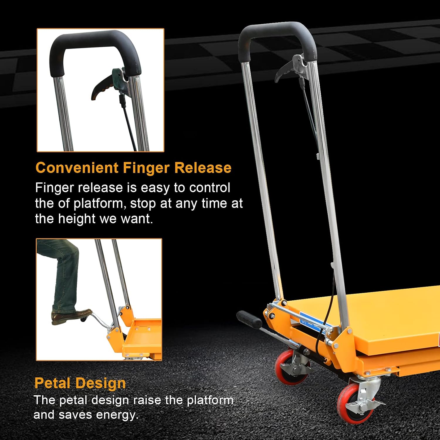 Hydraulic Lift Table Cart Manual Single Scissor Cart 330 lbs Capacity 28.3 Lifting Height Q87290