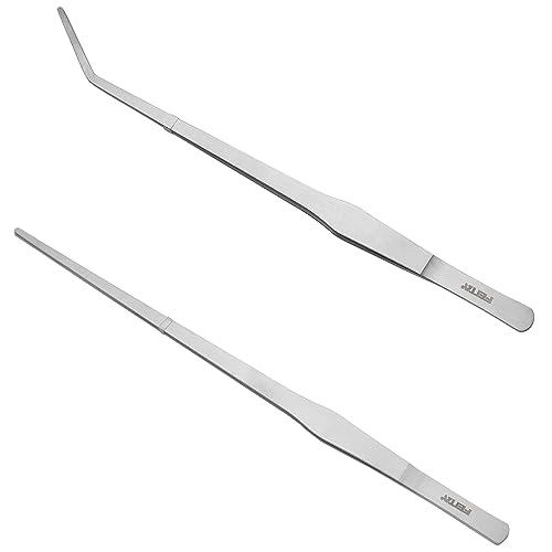Extra Long 15 inches Stainless Steel Aquarium Tweezers Set Black 2Pcs W66578