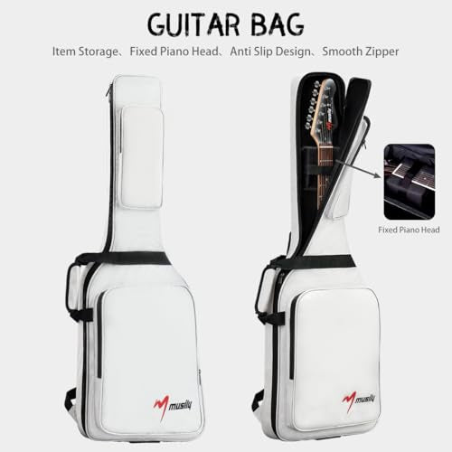 39 Inch Full Size Solid Body Electric Guitar Kit with HH Pickups, Gig Bag, Amplifier, Strap, Cable, Picks, String (White) U18151