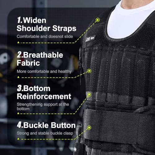 20lb/30lb/40lb/50lb/60lb Adjustable Weight Vest with Steel Plates B537944