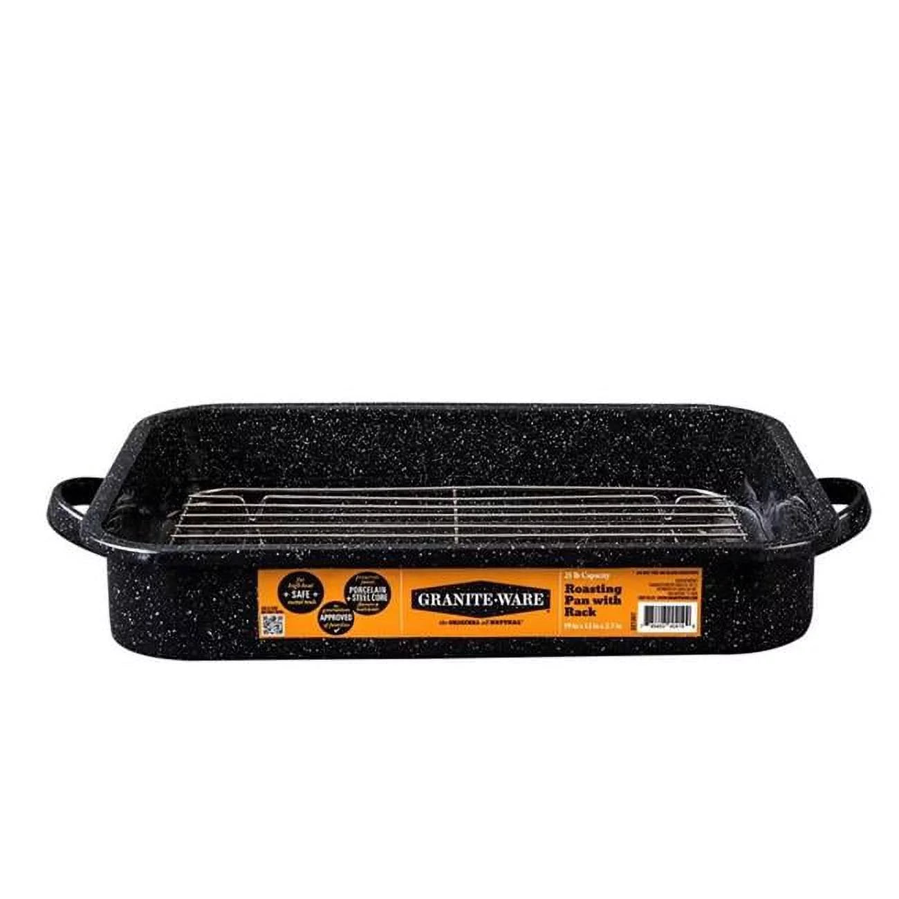 Black Porcelain Enamel Roaster with Rack P91950