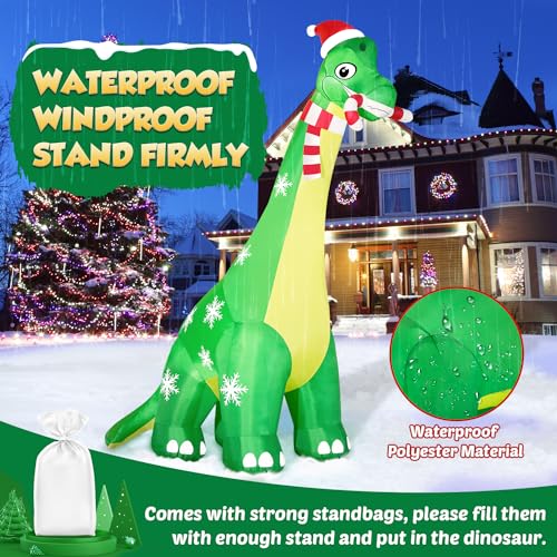 13FT Giant Dinosaur Christmas Inflatable Decorations with Built-in LED Lights D5032