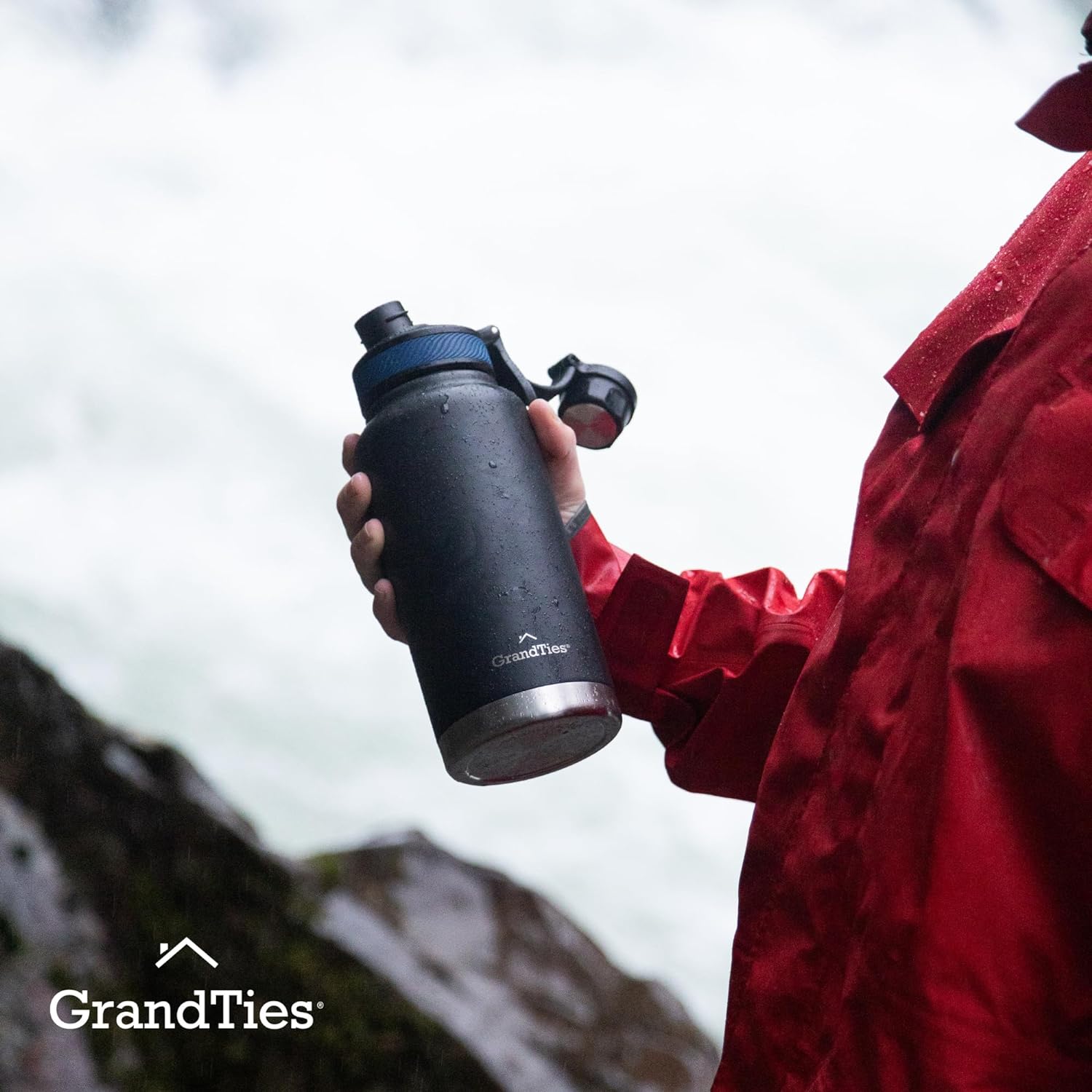 2 Lids Stainless Steel Water Bottles Vacuum Insulated Reusable BPA-Free Metal Canteen N28540
