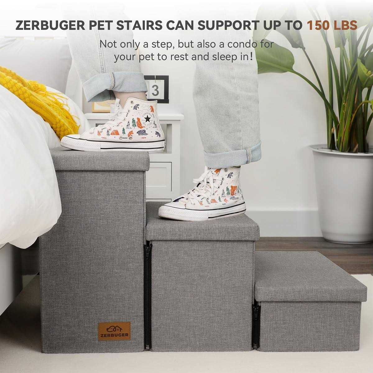 Foldable Pet Stairs with Storage T8929