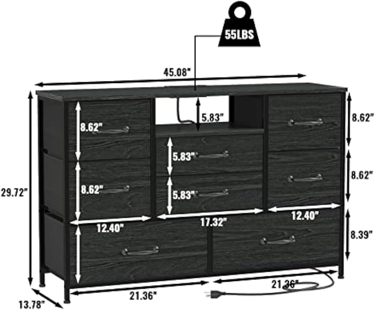 Black 8 Drawer Dresser D9459