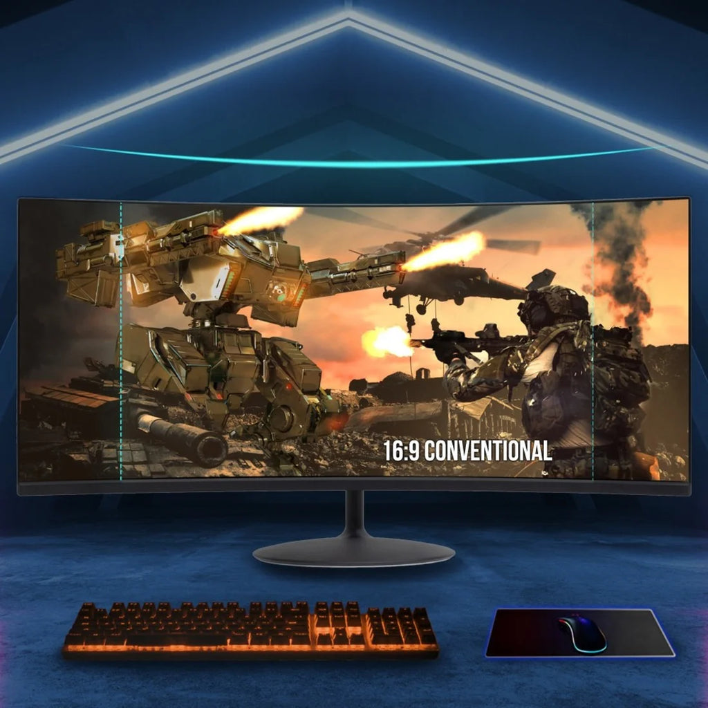 34" Curved Screen Gaming LCD Monitor, 21:9, Black O82752
