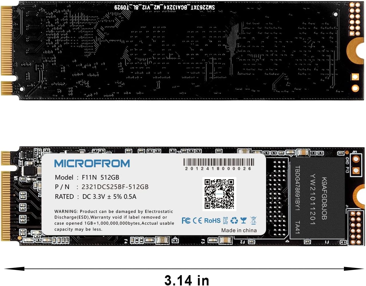 512GB M.2 NVMe PCIe Gen3X4 Internal Solid State Drive Pack of 2 G948