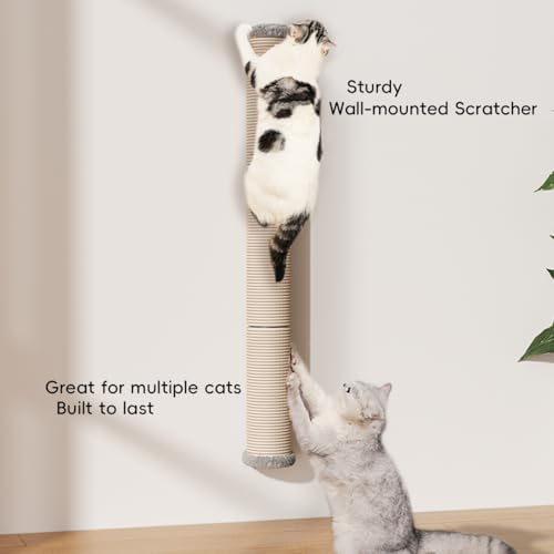 40" Wall Mounted Cat Scratcher Sisal Scratching Post Z284201