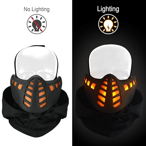 Halloween Scary Led Mask Light Up Demon Oni Cyberpunk Half Face Masks X801
