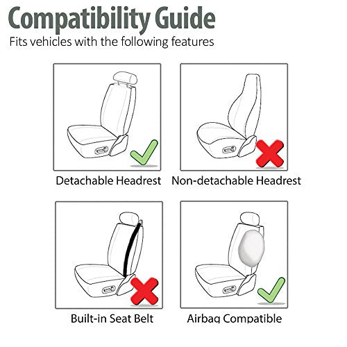 Beige Faux Leather Car Seat Covers Front Set M2943