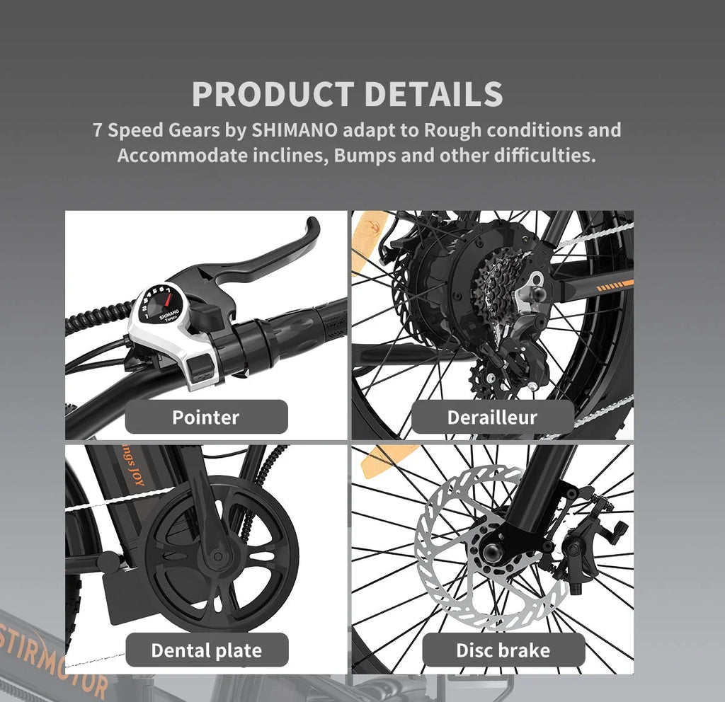 Folding Electric Bike 500W Motor 20" Fat Tire 36V/13Ah Li-Battery U61746