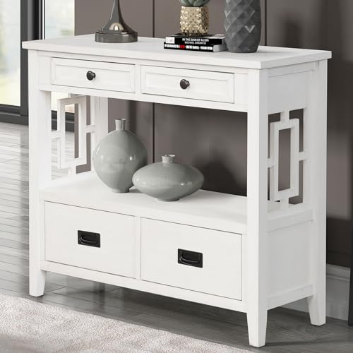 Brown Console Table with 4 Drawers and 1 Storage Shelf D621570