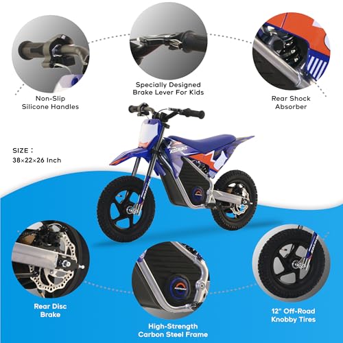 Red Electric Dirt Bike with 12-Inch Off-Road Tires X922