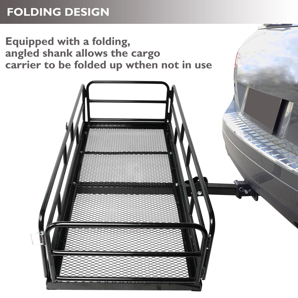 Folding Hitch Mount Cargo Carrier, 500lb Capacity, Fits 2" Receiver T81660