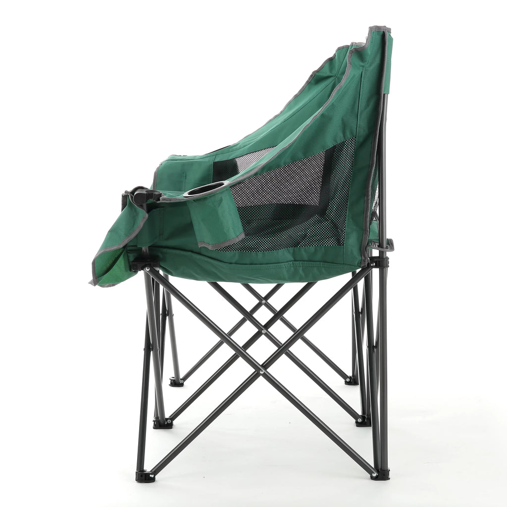 Green Portable Folding Double Camping Chair Loveseat with Carrying Bag E1756