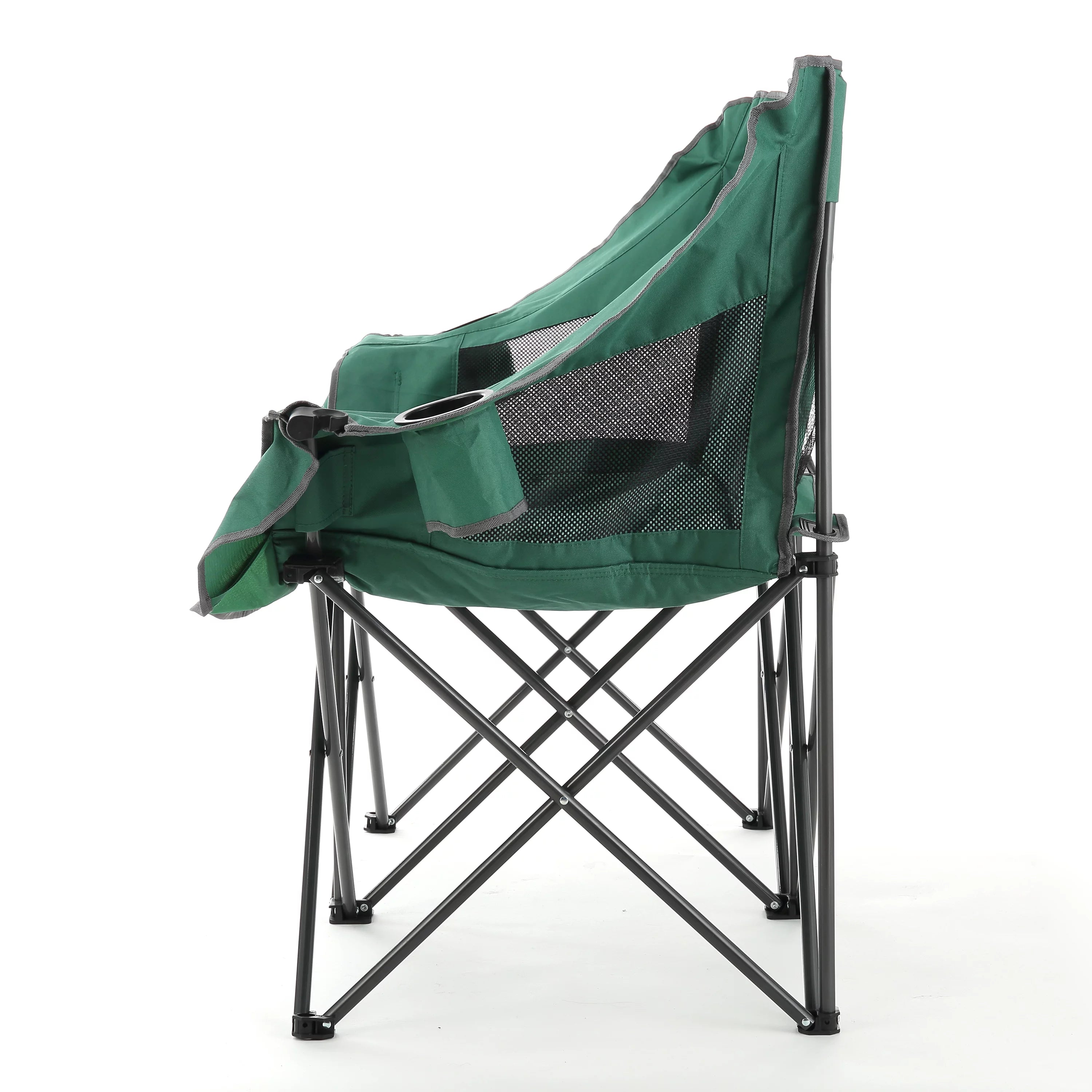 Green Portable Folding Double Camping Chair Loveseat with Carrying Bag E1756