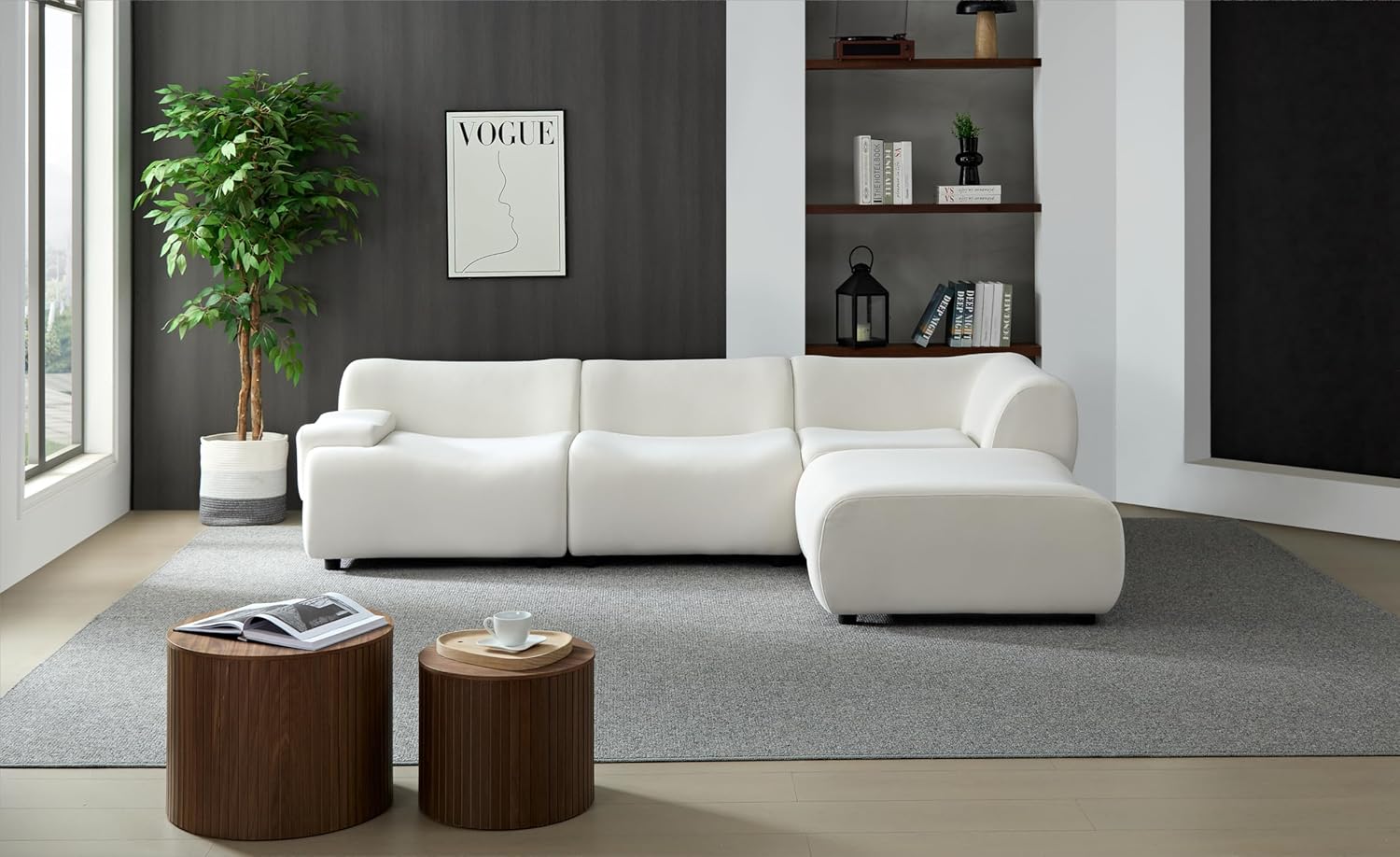 White Curved Sectional Sofa L90764