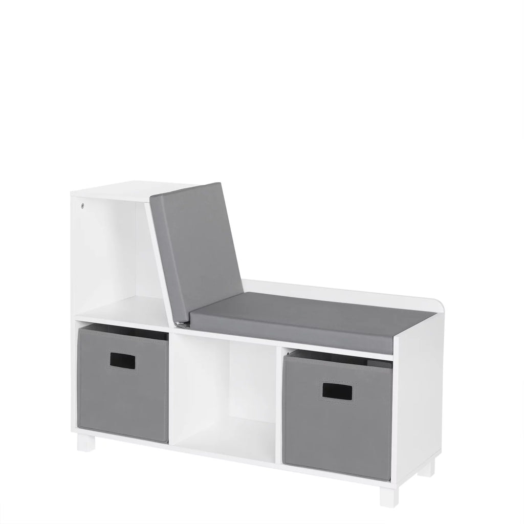 Gray Kids Storage Bench with Cubbies and 2pc Bin O8110