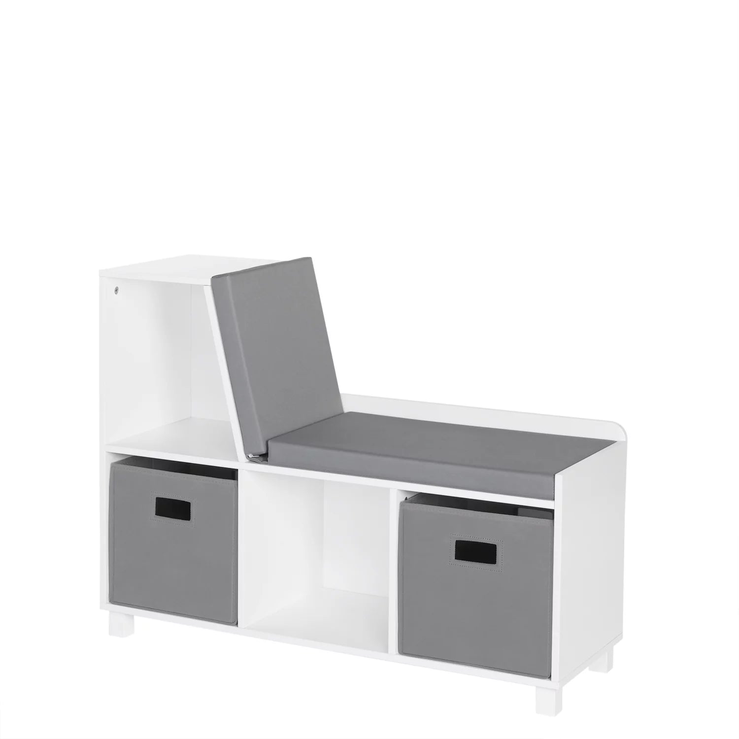 Gray Kids Storage Bench with Cubbies and 2pc Bin O8110