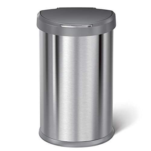 Brushed Stainless Steel Semi-Round Sensor Automatic Trash Can R719441