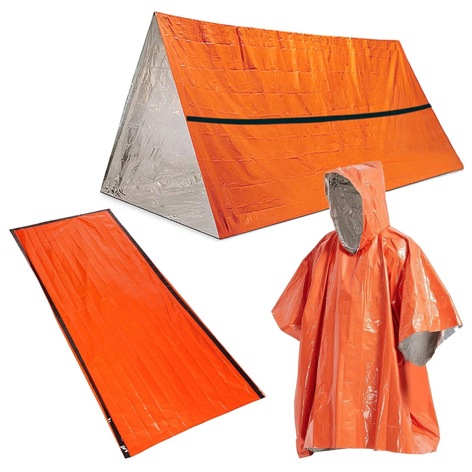 Waterproof Thermal Poncho Raincoat with Bag and Tent Shelter E75121