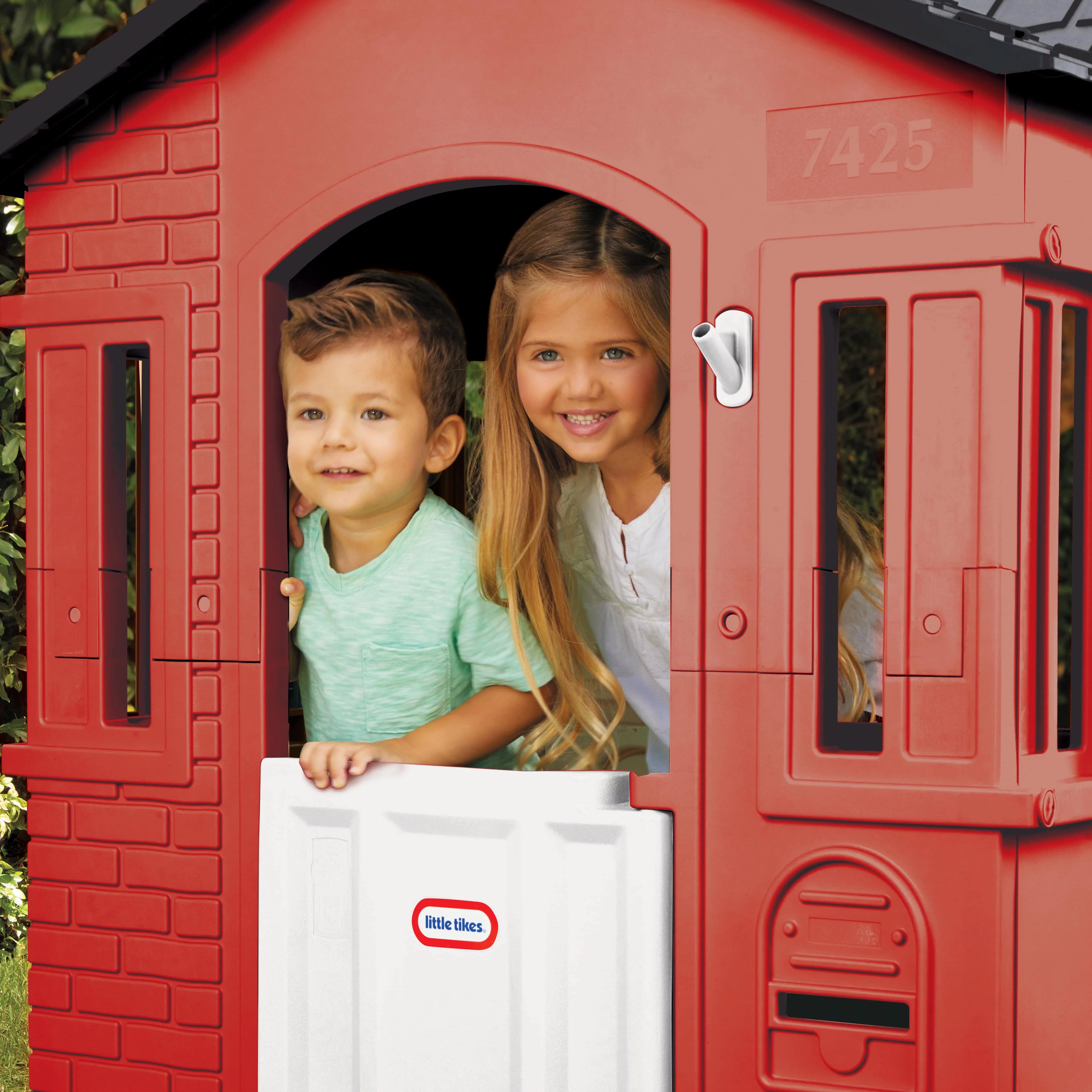 Tan Cape Cottage Playhouse with Working Door, Windows, and Shutters F253