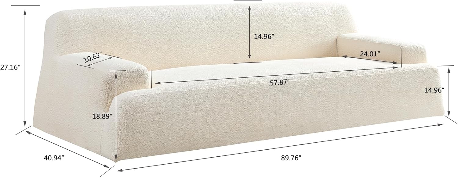 White Solid Wood 3 Seats Upholstery Couch C28193