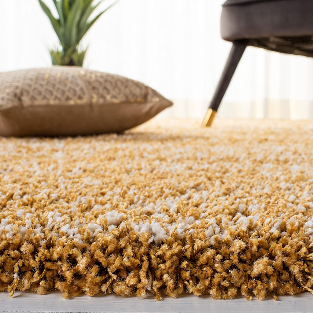 8' x 10' Gold Ivory Shag Area Rug J406