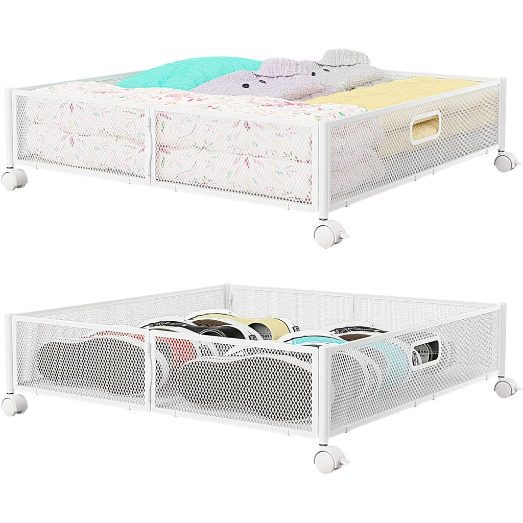 Metal Underbed Storage Containers with Wheels, 2Pack E1900