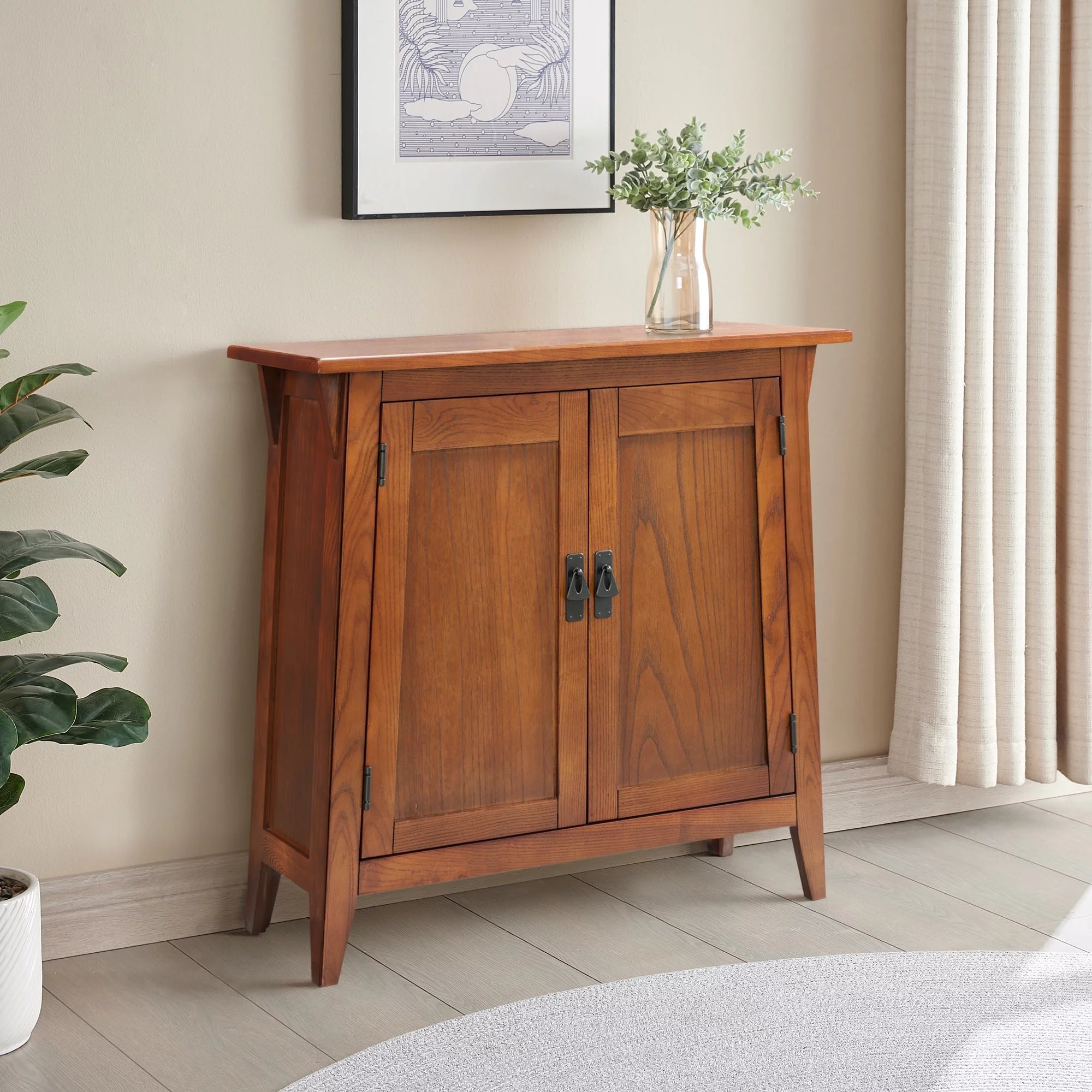 Solid Wood Hall Stand, Rich Russet Finish X226456