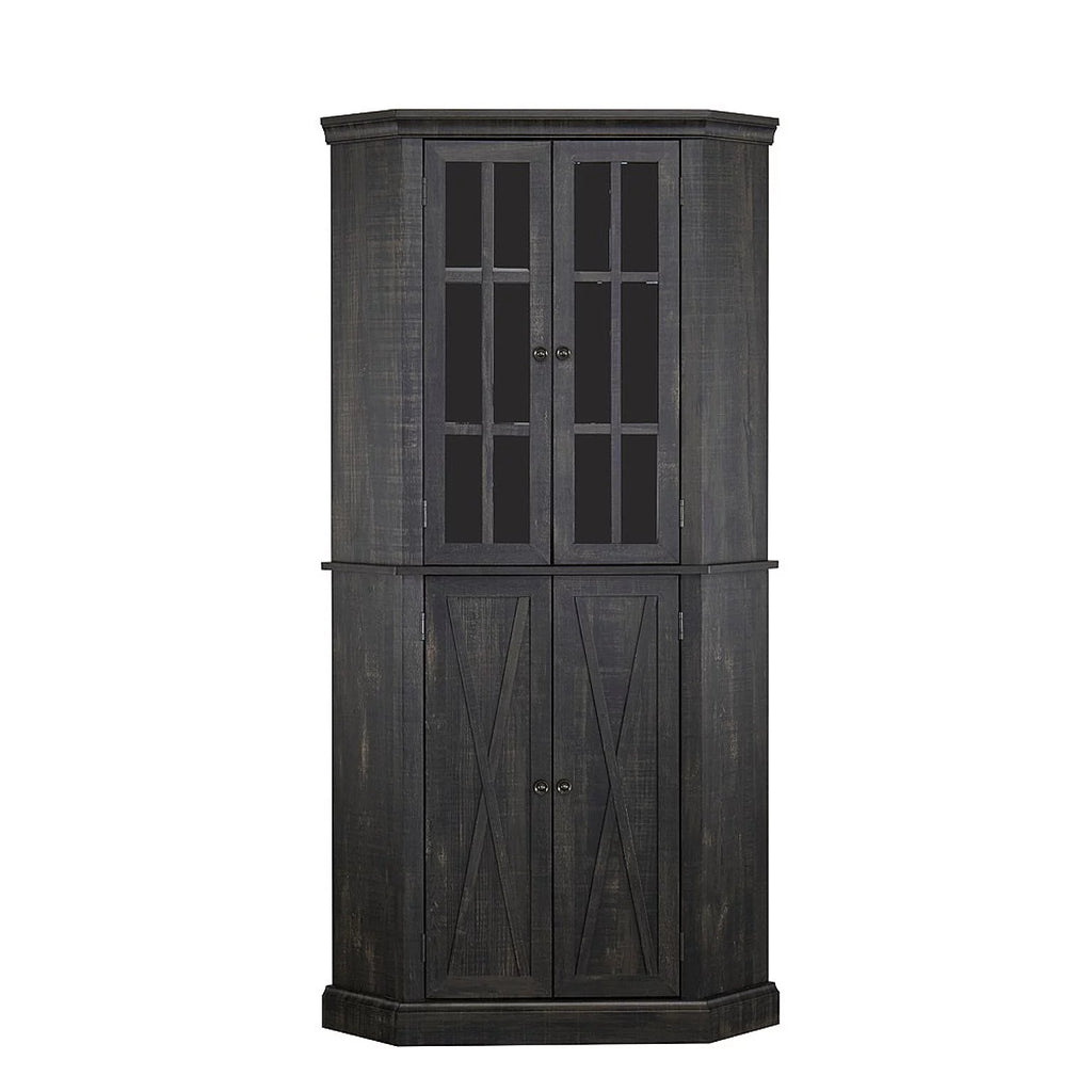 Enclosed Charcoal Corner China Cabinet L8708