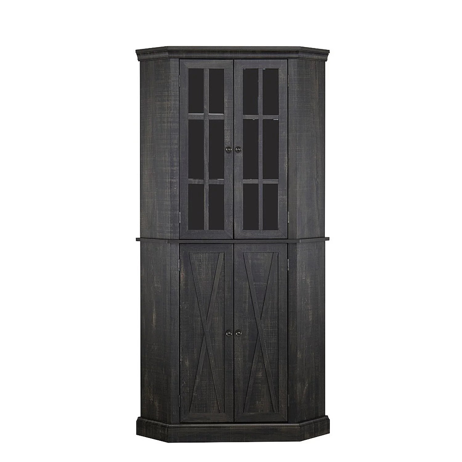 Enclosed Charcoal Corner China Cabinet L8708