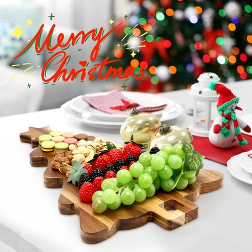 16.5" Acacia Wood Christmas Tree Charcuterie Board N88754
