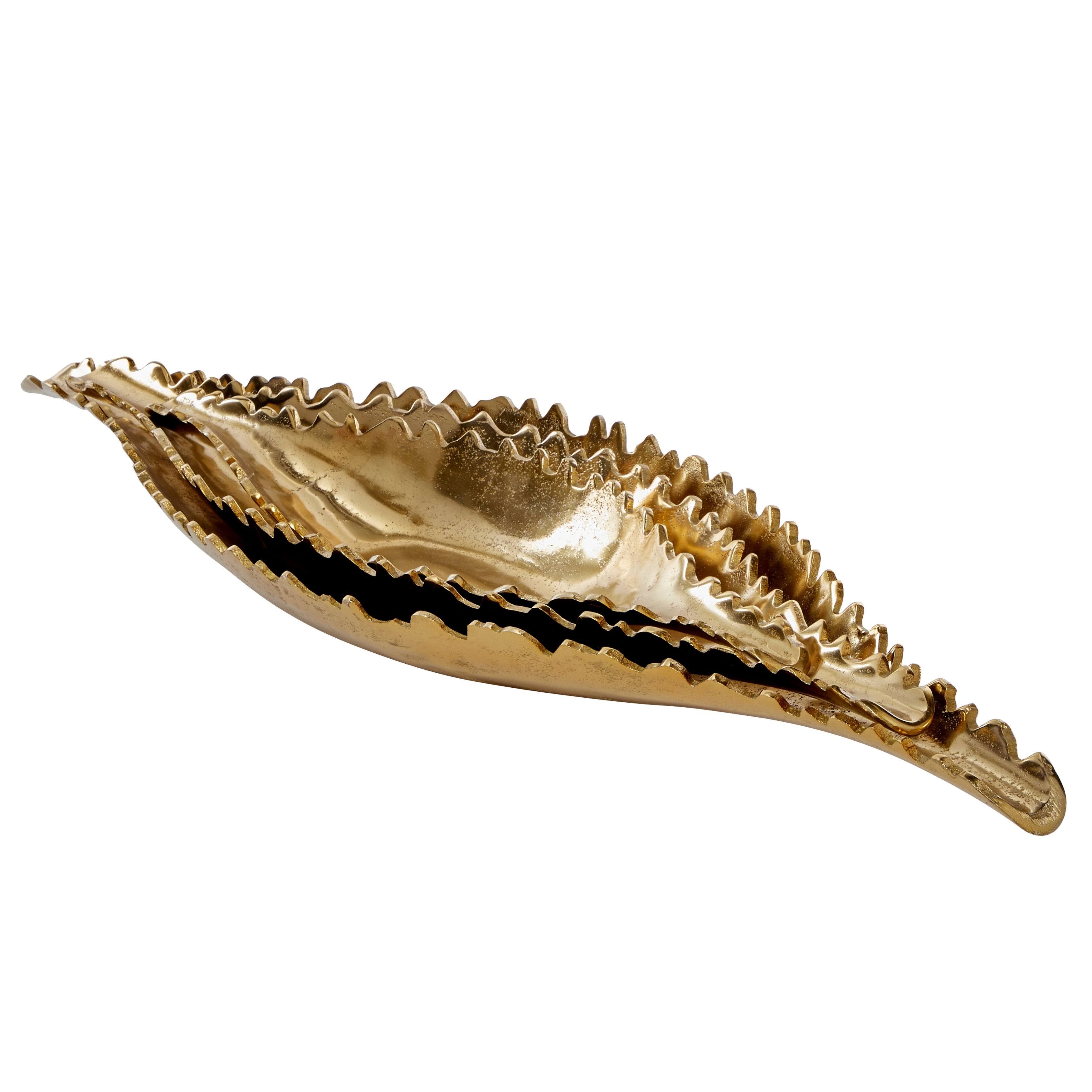 Large Metallic Gold Metal Boat Trays, Set of 3 U7878