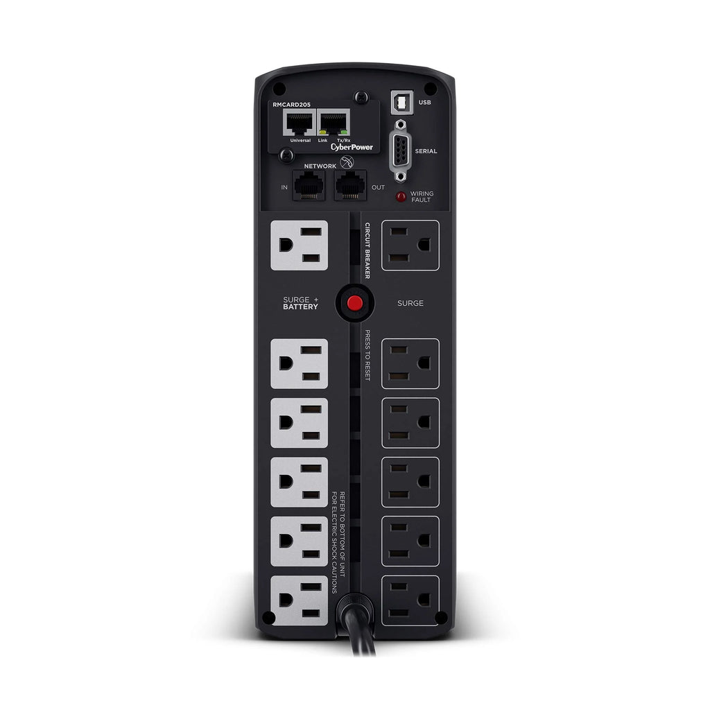 Black 1500VA/1000W UPS System, 12 Outlets, Mini Tower E68600