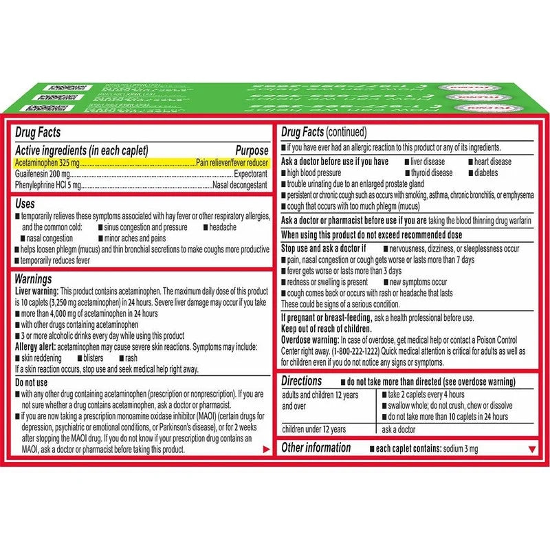 Tylenol Sinus Congestion and Pain Severe Daytime 24 Caplets - 3 Pack J118802