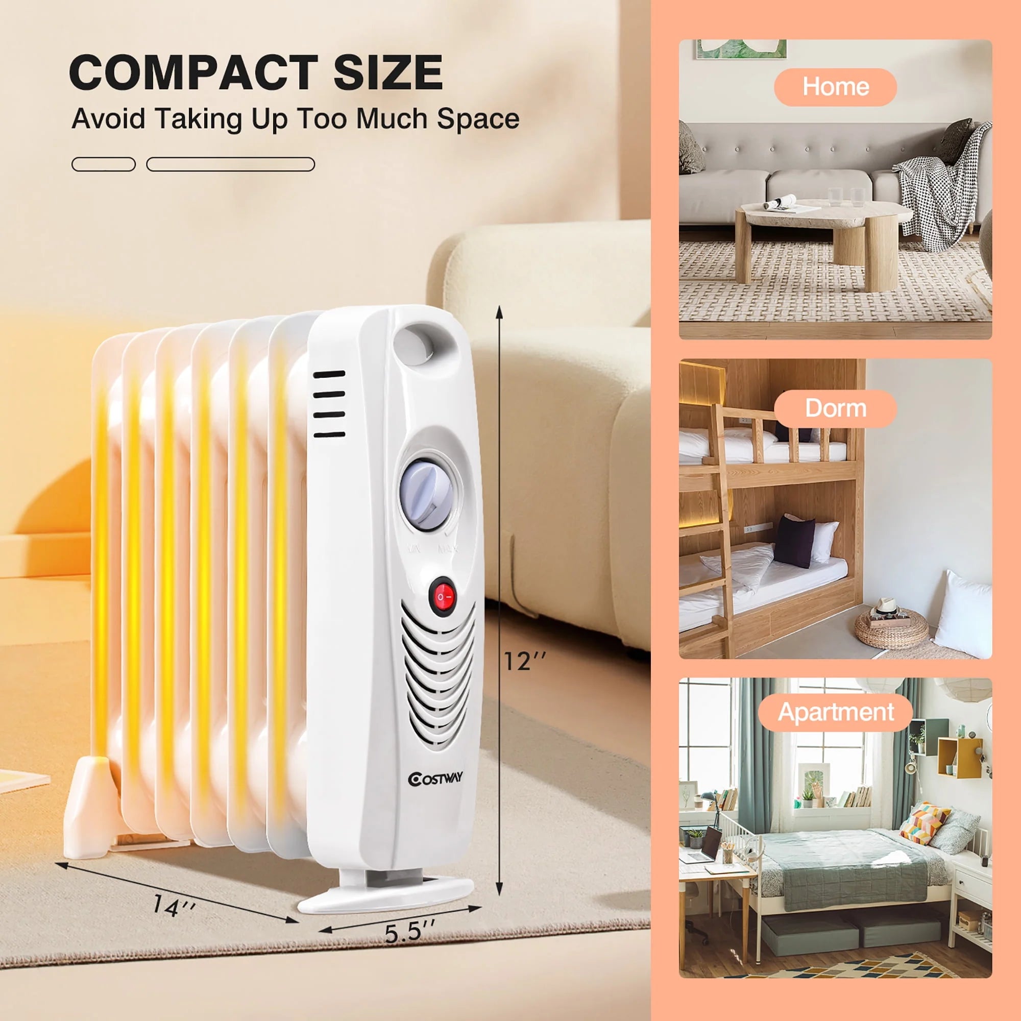 Portable Mini Electric Oil Filled Radiator Heater 7-Fin Q8217