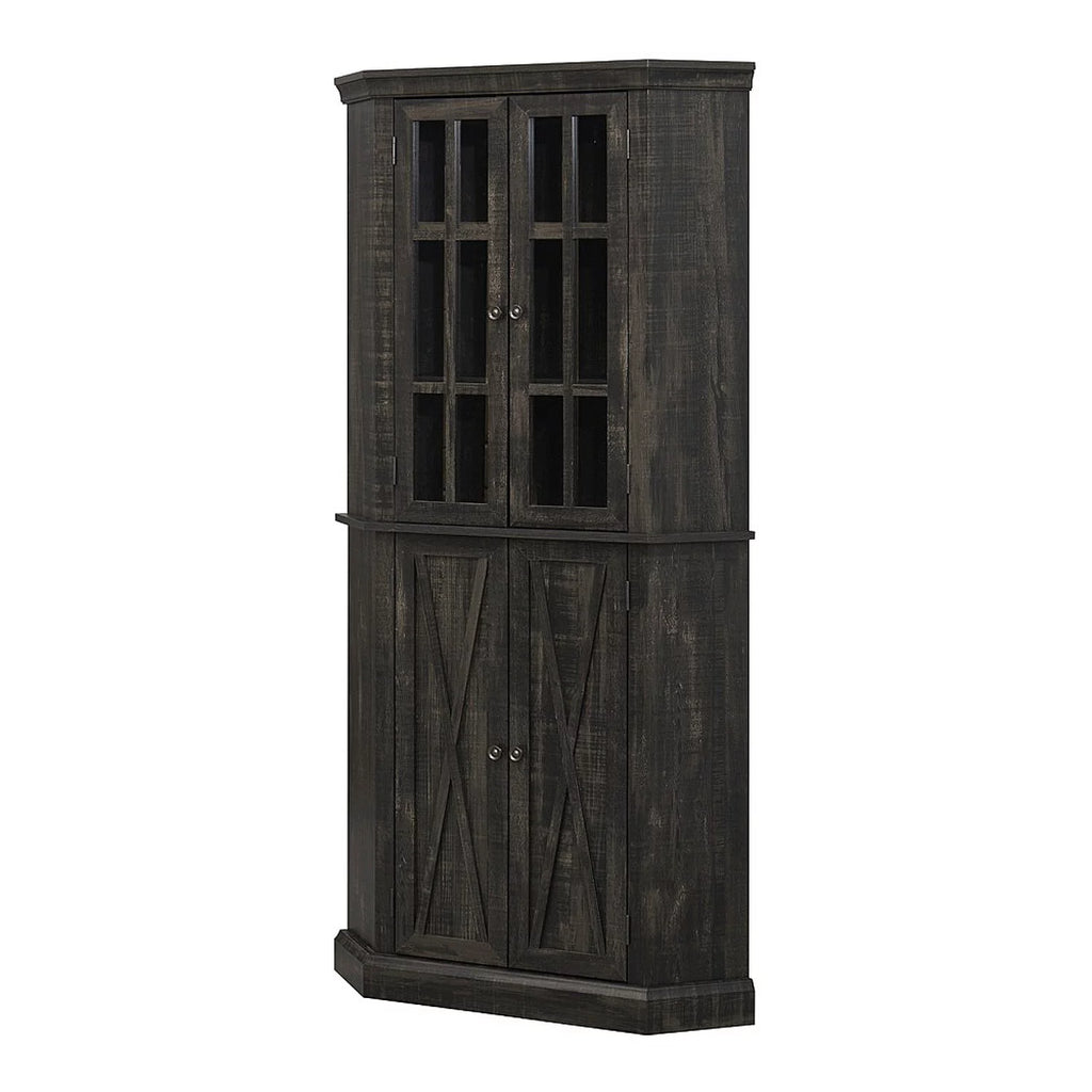 Enclosed Charcoal Corner China Cabinet L8708