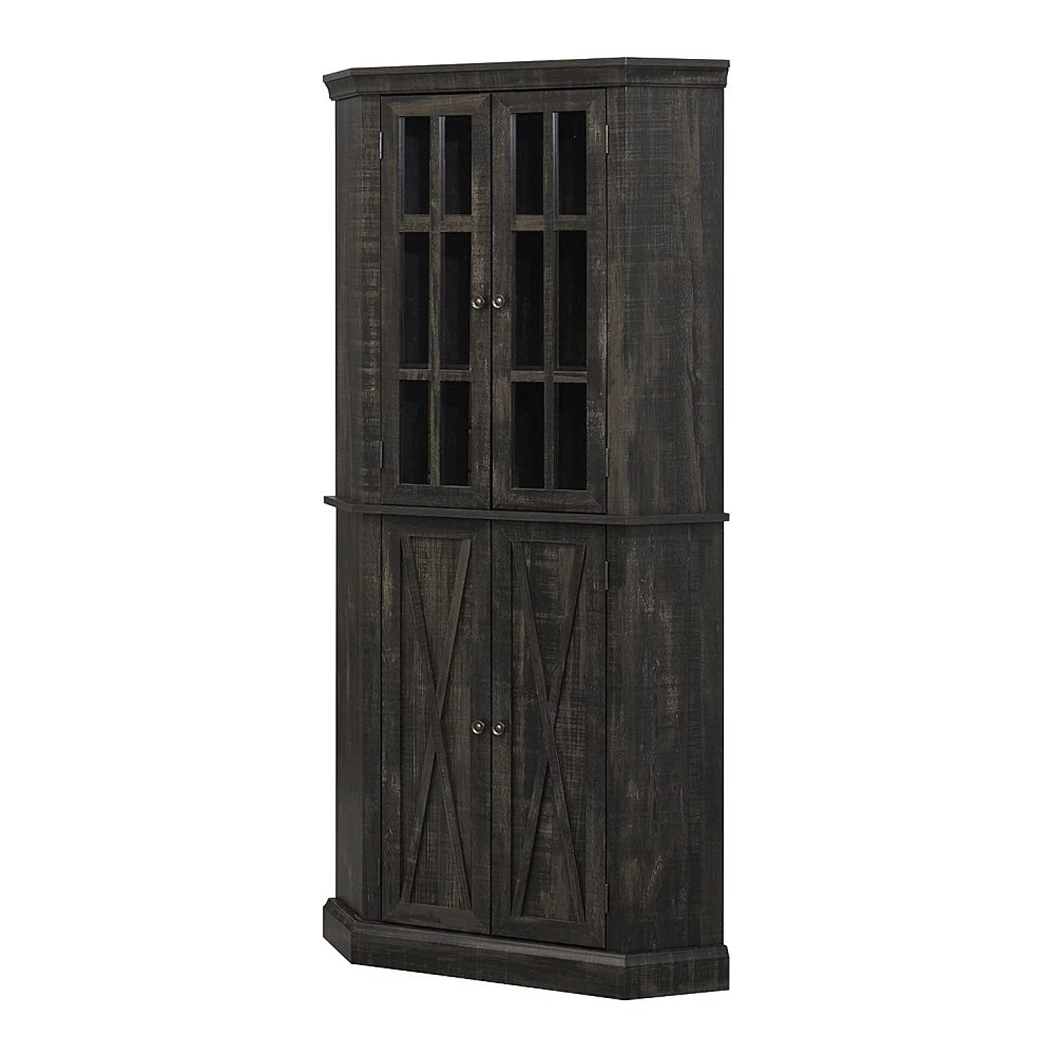 Enclosed Charcoal Corner China Cabinet L8708
