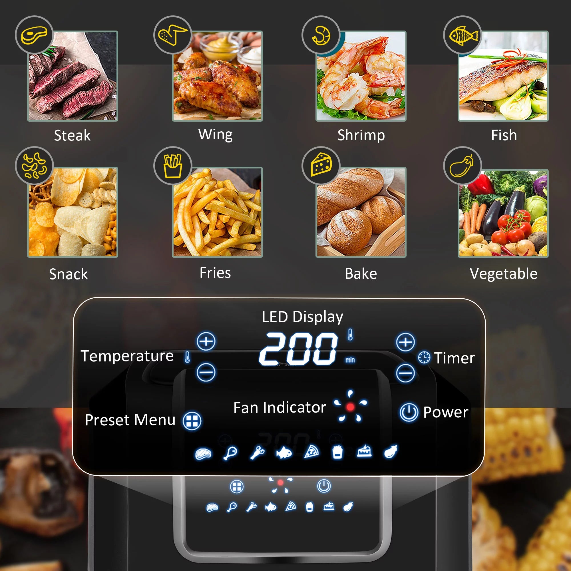 Black 6.9 Quart Air Fryer with Nonstick Basket C45076